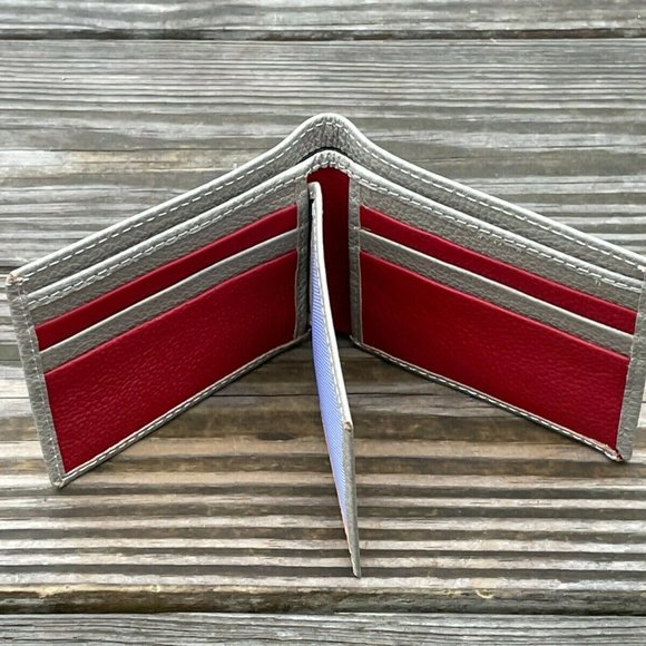 Valentines Day Gift Wallet Red/Tan Genuine Leather Card Holder Handmade Wallet